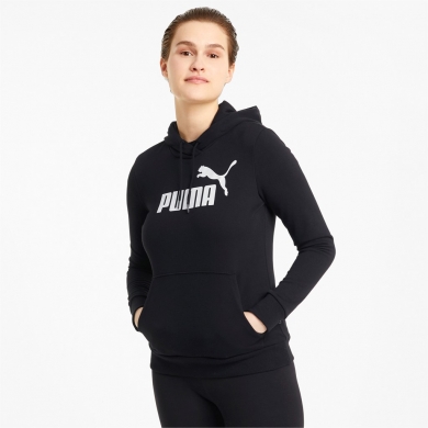 Puma Damska Bluza z Kapturem Essentials Logo - Bawełna - czarna